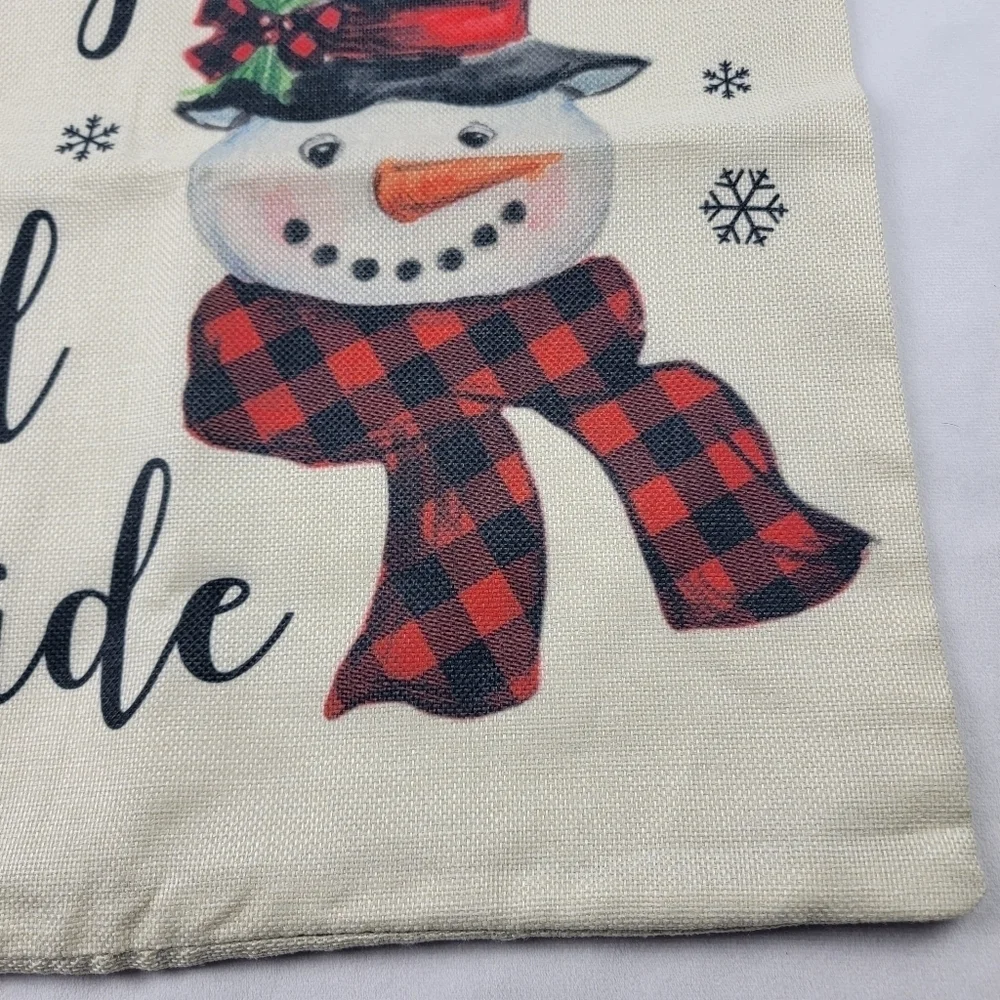 NWOT LG baby it's‎ cold outside Buffalo plaid snowman pillow case
